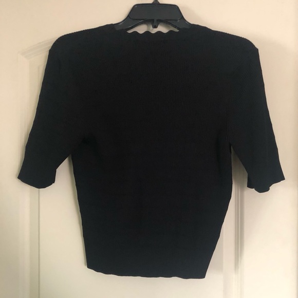 SANDRO CECIL BLACK SCALLOPED TRIM CARDIGAN - Picture 11 of 16